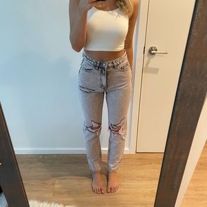 Missguided Grey/pink mom jeans